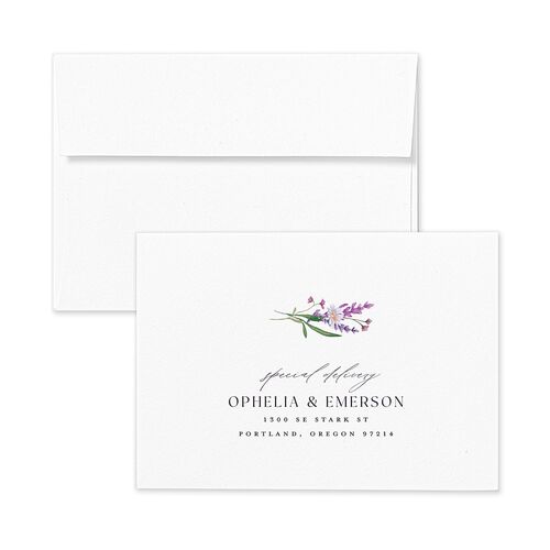 Mountain Wildflowers Response Card Envelopes White Lilac Return Address Signature Standard