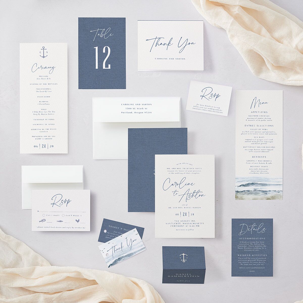 Coastal Love Wedding Invitations Cruise Signature Blank No Standard
