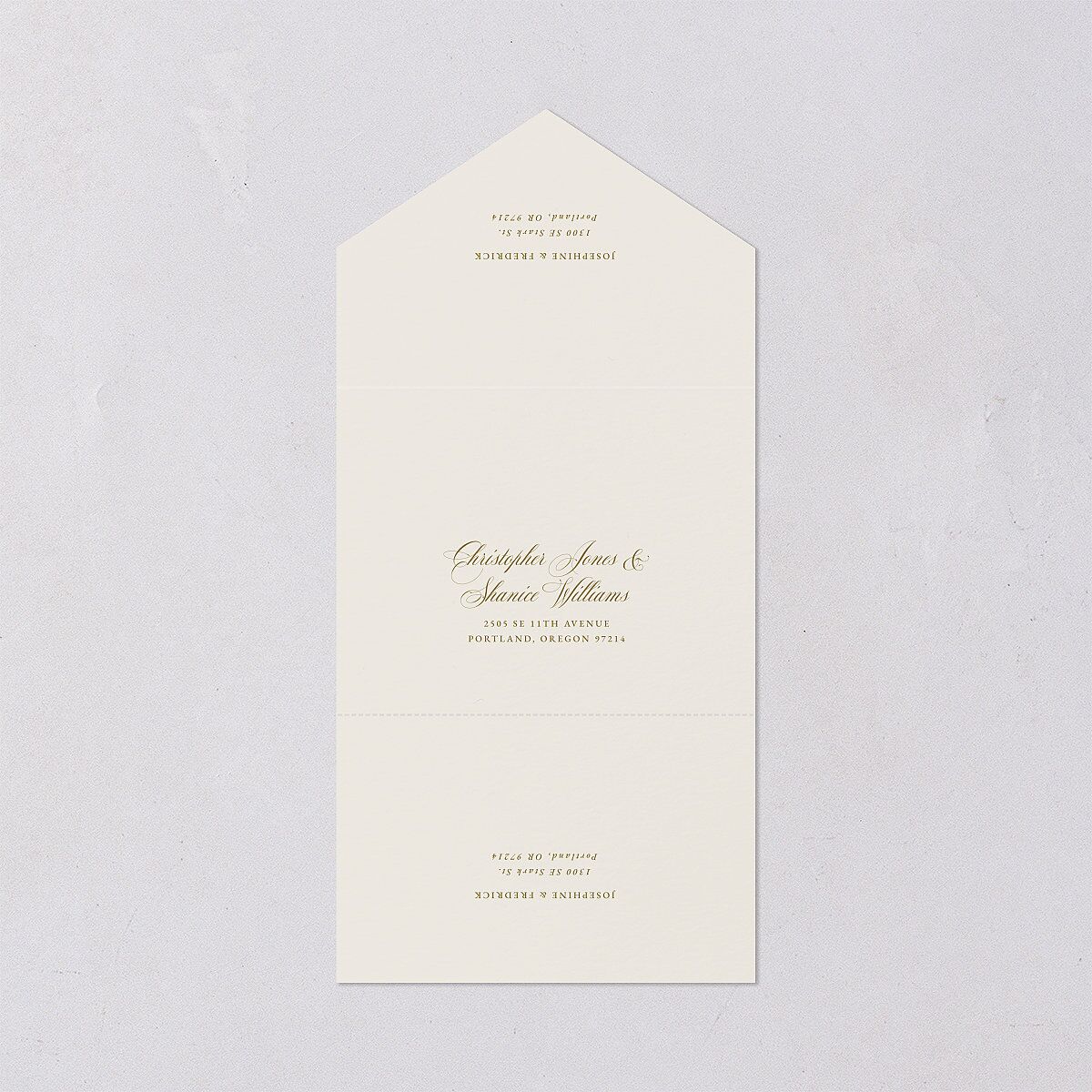 Black Tie Crest All-in-One Wedding Invitations Umber Signature Light Both Recipient and Return Addresses No