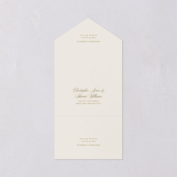 Black Tie Crest All-in-One Wedding Invitations Umber Signature Light Both Recipient and Return Addresses No