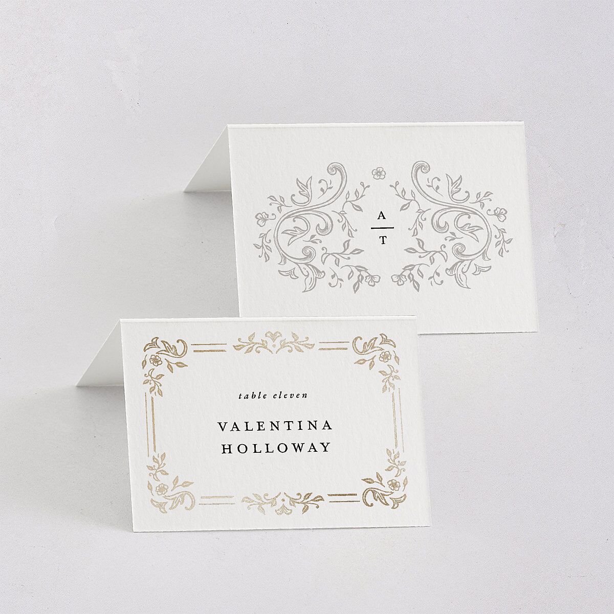 Luxury Victorian Gothic Lace Place Cards Gold Pure White Signature