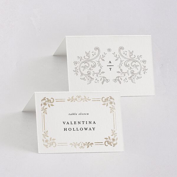 Luxury Victorian Gothic Lace Place Cards Gold Pure White Signature