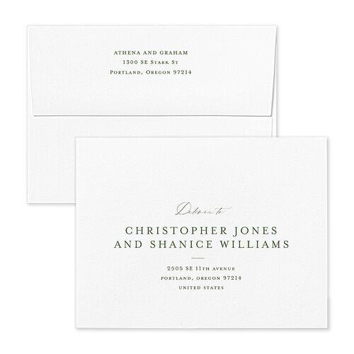 Intricate Vintage Thank You Card Envelopes White Peridot Both Recipient and Return Addresses Signature Standard