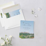 Romantic Floral Mountain Save the Date Petite Cards Meadow Signature smooth Blank No Standard