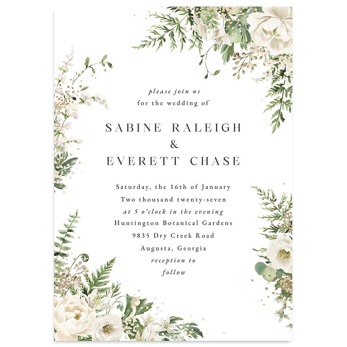 Gilded Fern Frame Wedding Invitations