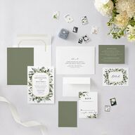 Eucalyptus Frame Wedding Invitations Pure White Signature Blank No Standard
