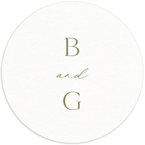 Vintage Ornate Frame Wedding Stickers Olive Circle