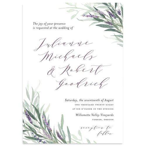 Lavender Sage Wedding Invitations Plum Signature Blank No Standard