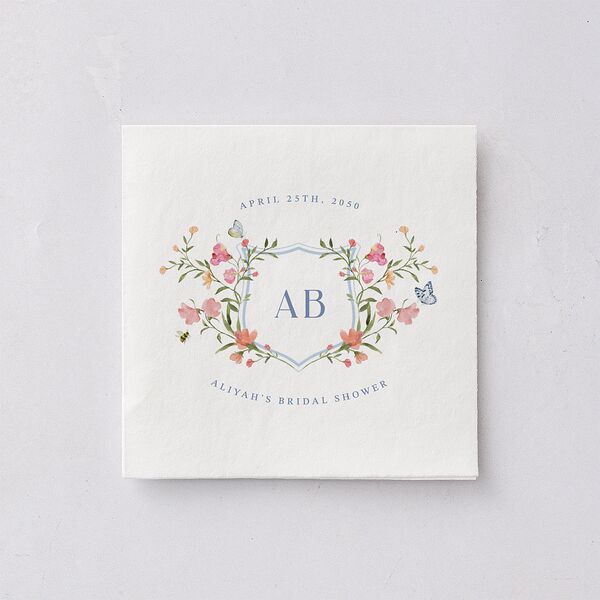 Fairytale Wildflower Crest Bridal Shower Cocktail Napkins Pure White Napkin Uncoined