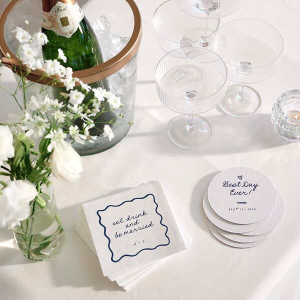Dainty Bow Coasters Navy Cardboard Circle