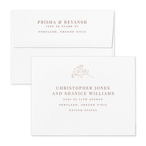Baby's Breath Thank You Card Envelopes Blue Blossom Both Recipient and Return Addresses Signature Standard