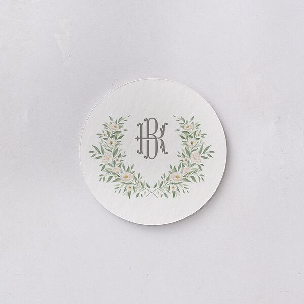 Luxury Floral Monogram Wedding Day Coasters Cotton Cardboard Circle