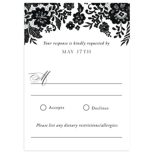 Ornate Lace Wedding Response Cards Midnight Signature Standard