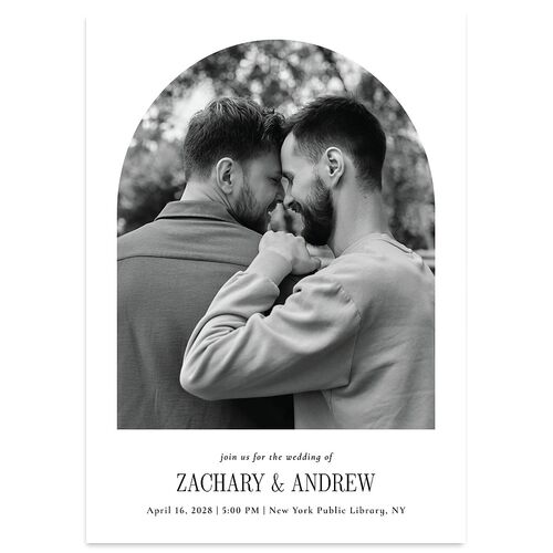 Minimal Arched Photo Wedding Invitations Pure White Signature Blank No Standard