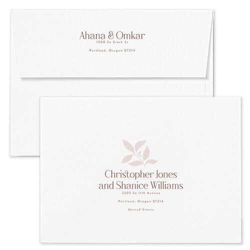 Rustic Nouveau Bridal Shower Invitation Envelopes White Fawn Both Recipient and Return Addresses Signature Standard