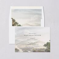 Vintage Landscape Rehearsal Dinner Invitations Dark Green Signature Blank