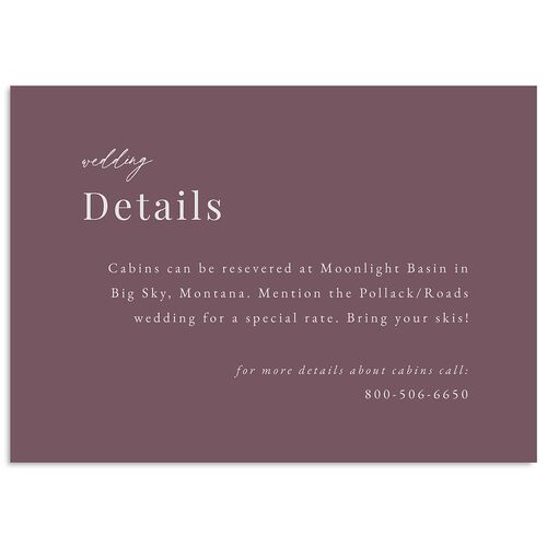 Snowy Mountainside Wedding Enclosure Cards Eggplant Signature Standard