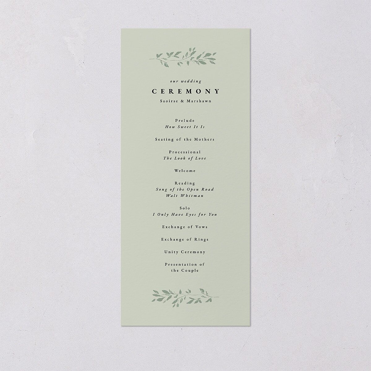 Dainty Frame Wedding Programs Thyme Signature