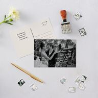 Lovebird Wavy Frame Photo Thank You Postcards Pure White