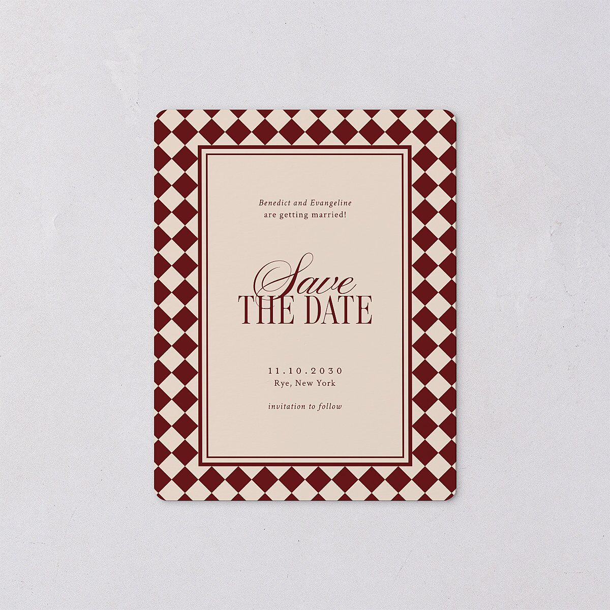 Elegant Diamond Pattern Save The Date Magnets Burgundy Magnet Paper