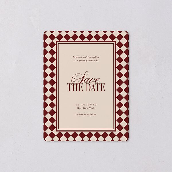 Elegant Diamond Pattern Save The Date Magnets Burgundy Magnet Paper