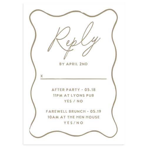 Hand Drawn Wavy Border Wedding Response Cards Mocha Signature Standard