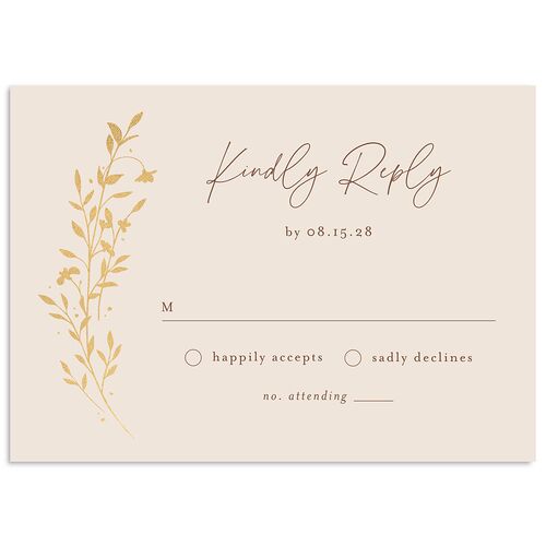 Oval Garland Foil Wedding Response Cards Sepia Gold Signature Standard
