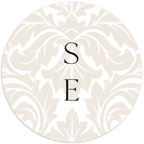 Elegant Damask Wedding Stickers Pure White Circle