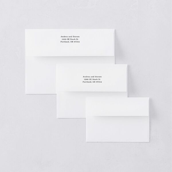 Elegant Mountain Monogram Save the Date Petite Card Envelopes Pure White White Both Recipient and Return Addresses Signature Standard