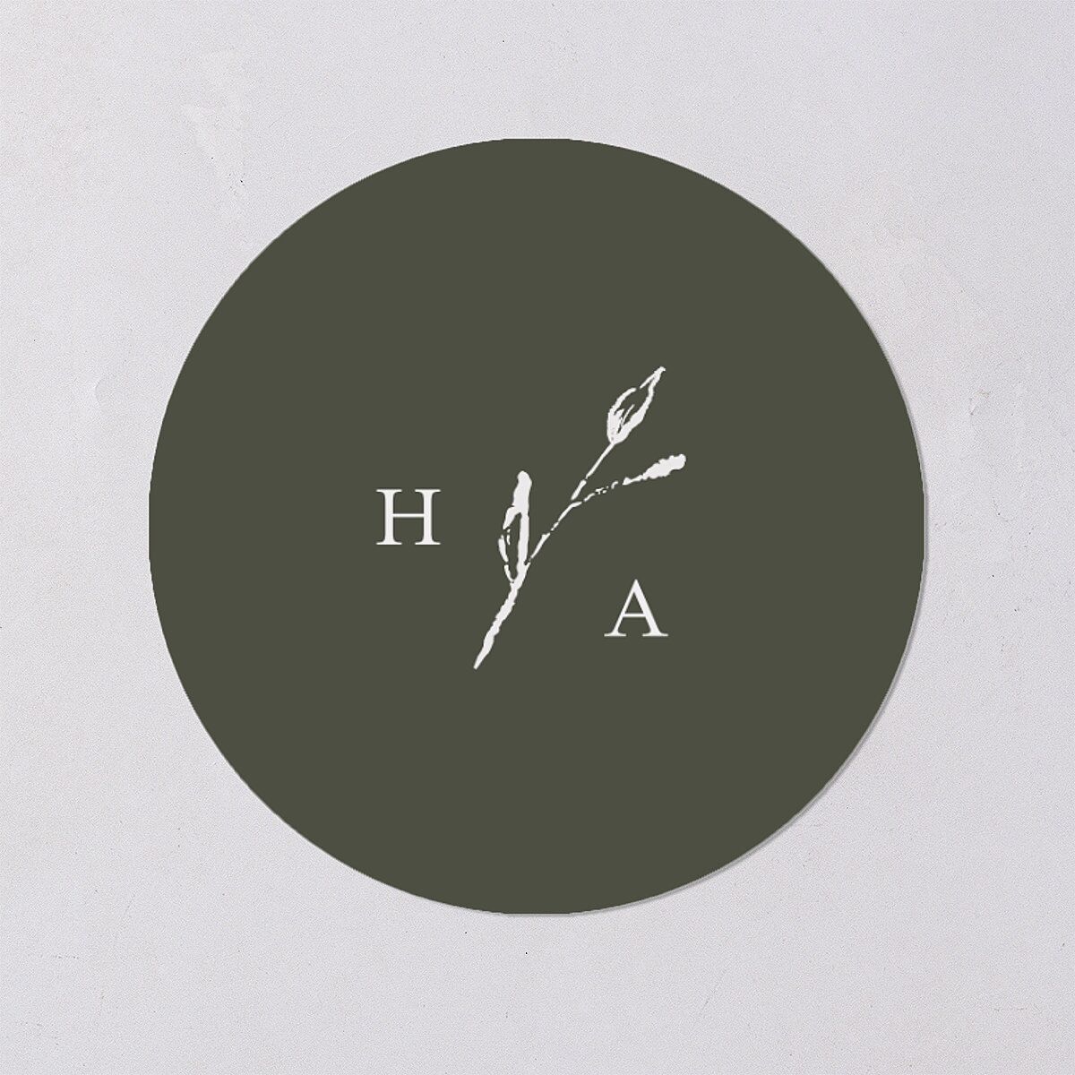 Shining Leaves Wedding Stickers Dark Green Circle