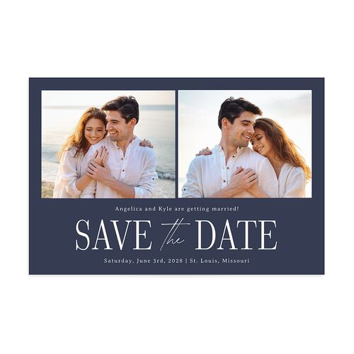 Classically Gilded Save the Date Postcards Navy