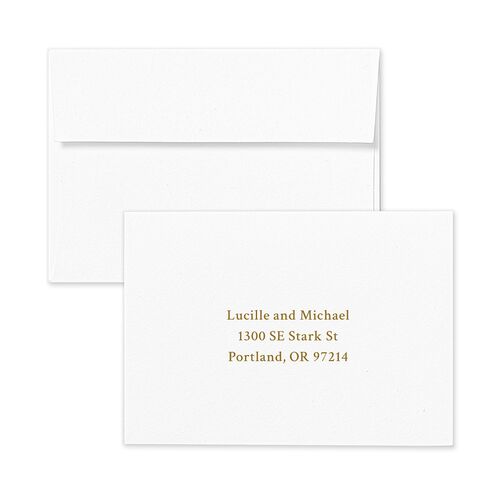 Elegant Typography Wedding Response Card Standard Envelopes White Gold Return Address Signature Standard