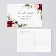 Beloved Floral Save the Date Postcards Dark Berry