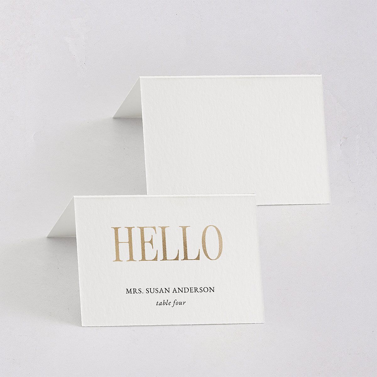 Polished Photo Foil Place Cards Pure White Gold Signature