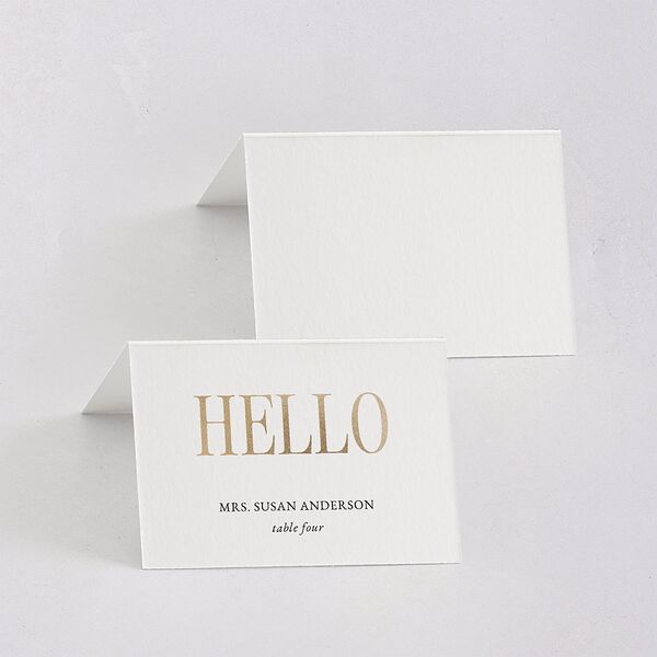 Polished Photo Foil Place Cards Pure White Gold Signature