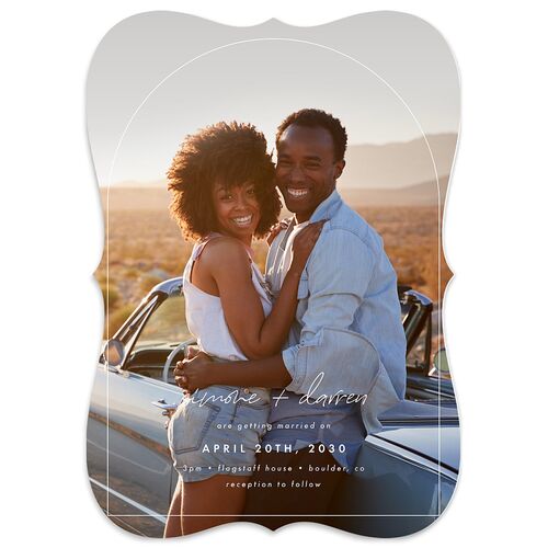 Arched Photo Wedding Invitations Dark Green Signature Blank No Bracket