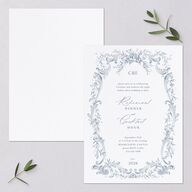 Antique Victorian Botanical Rehearsal Dinner Invitations Dusty Blue Signature Blank Standard