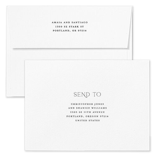 Rustic Bouquet Wedding Invitation Envelopes White Apricot Both Recipient and Return Addresses Standard Signature