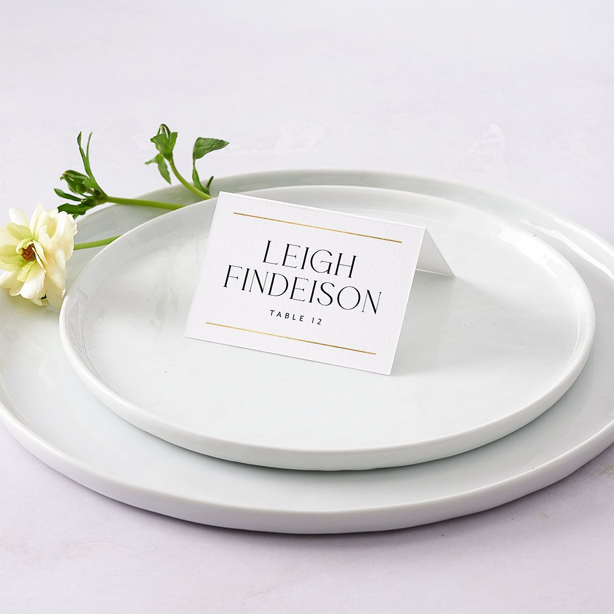 Estate Place Cards Gold Pure White Signature