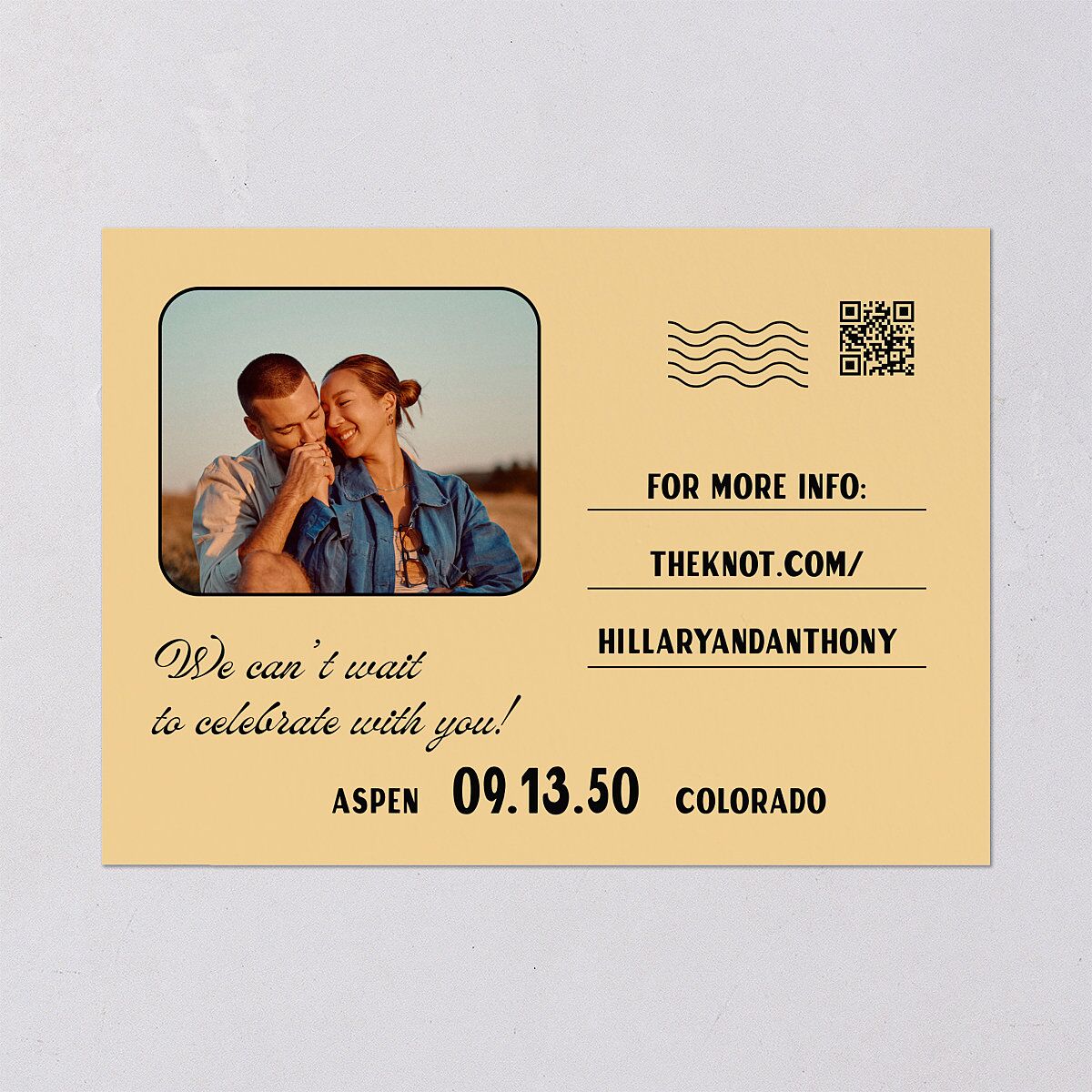 Retro Destination Postcard Inspired Save the Date Cards Red Clay Signature smooth Blank No Standard