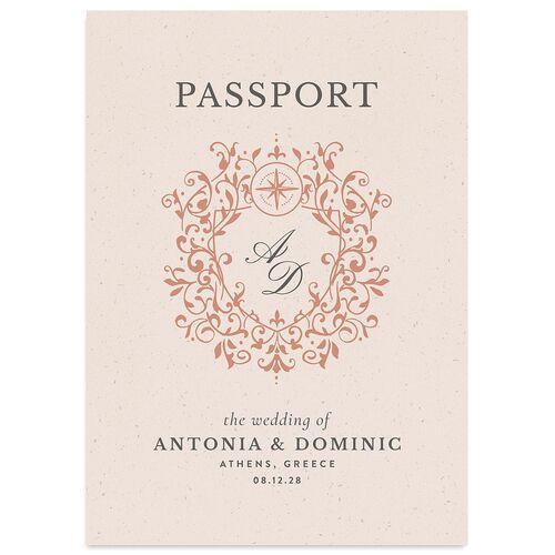 Timeless Passport Wedding Invitations Peach Fuzz Signature Blank No Standard
