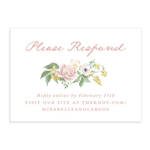 Maximalist Floral Crest QR Code RSVP Cards Pink Cotton Signature Standard