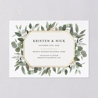 Eucalyptus Frame Save The Date Cards No Foil Pure White Signature smooth Blank No Standard