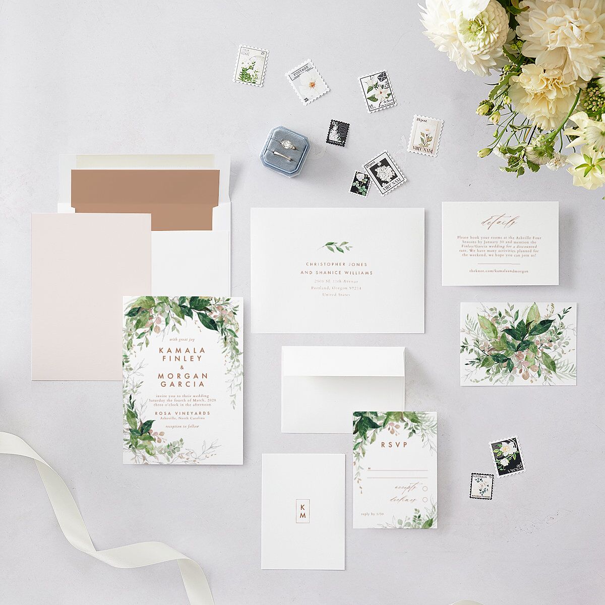 Wild Vines Wedding Invitations Soft Pink Signature Blank No Standard