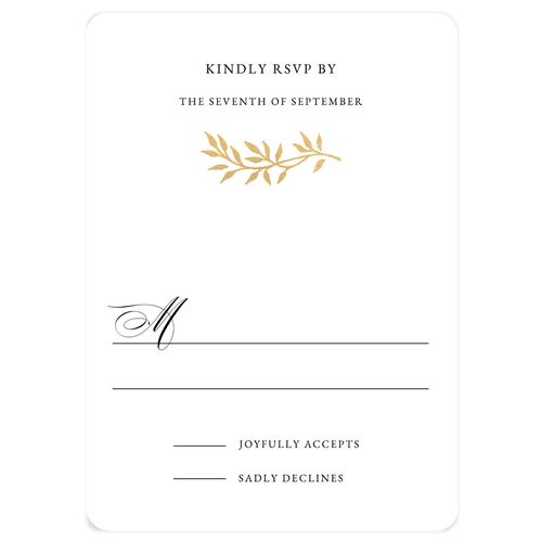 Formal Crest Wedding Response Cards Gold Pure White Signature Rounded