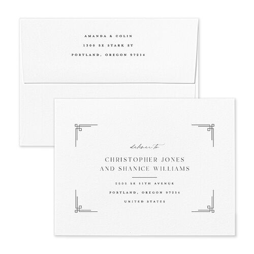 Church Cross Save the Date Petite Card Envelopes Terracotta Medieval Grey Both Recipient and Return Addresses Signature Standard
