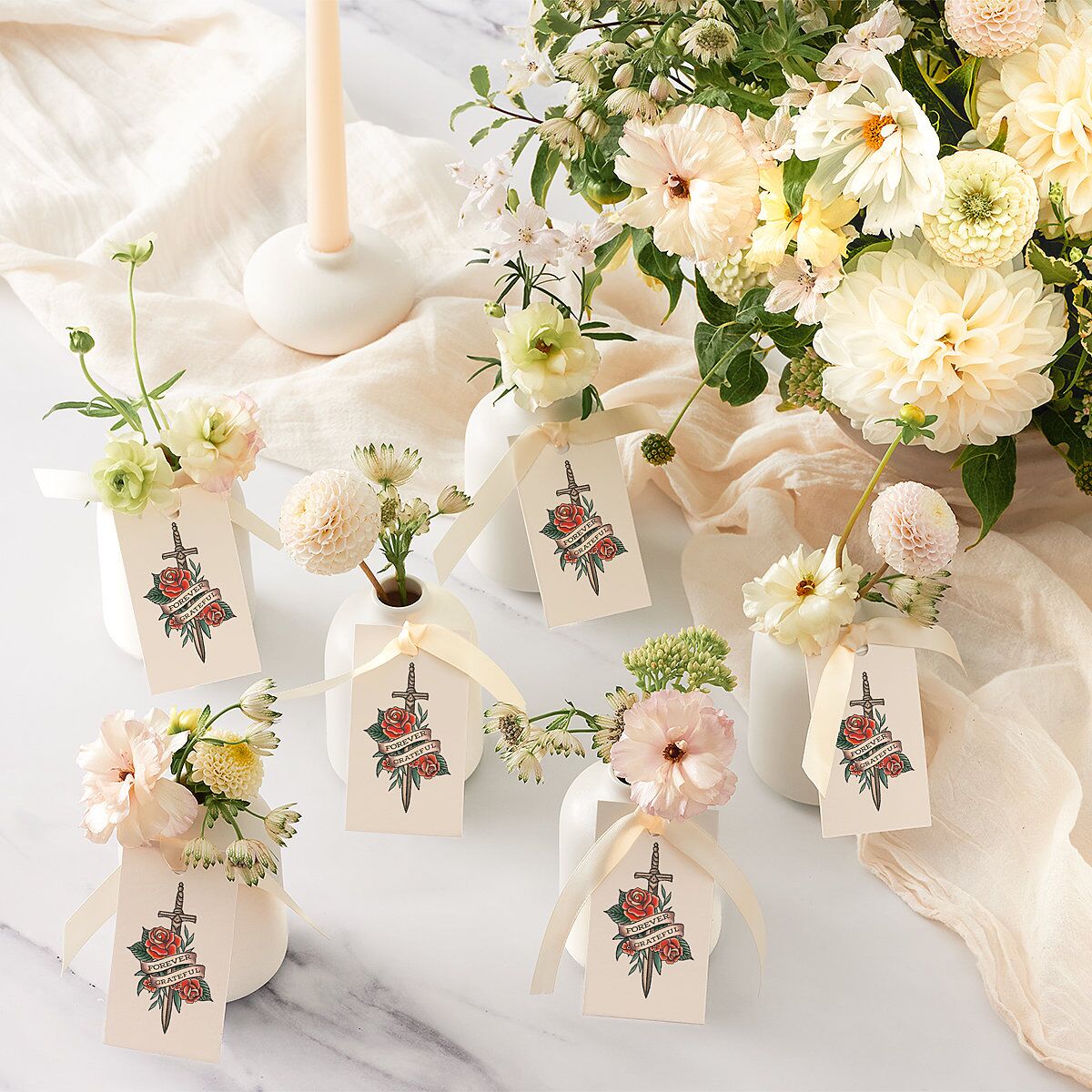 Til Death Tattoos Favor Gift Tags Linen Signature