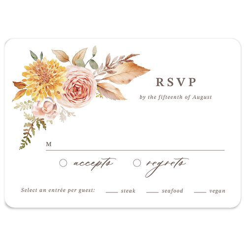 Elegant Botanical Autumn Floral Wedding Response Cards Soft Peach Signature Rounded