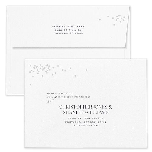 Confetti Glam Rehearsal Dinner Invitation Envelopes Blue Navy Both Recipient and Return Addresses Signature Standard