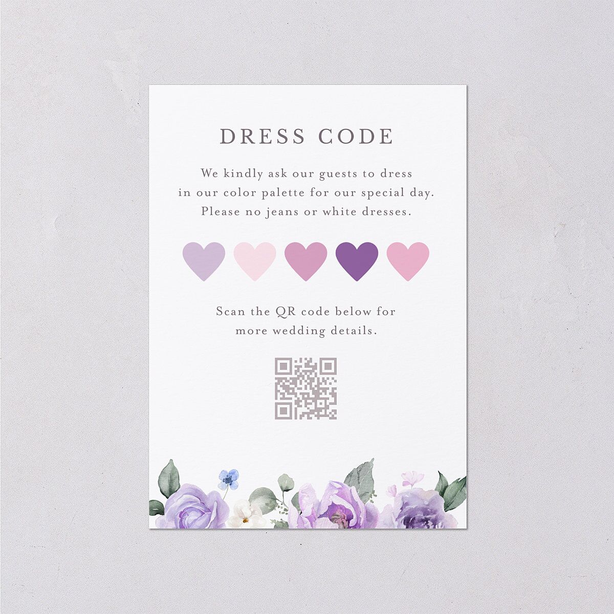 Elegant Floral Wedding Attire Cards Lilac Signature Standard